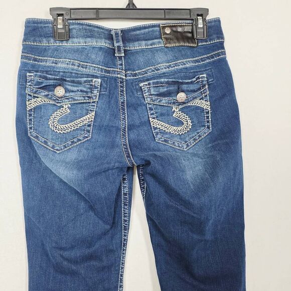 Silver Jeans Co. Suki Mid Capri W29/L22 Blue Denim - Picture 9 of 10